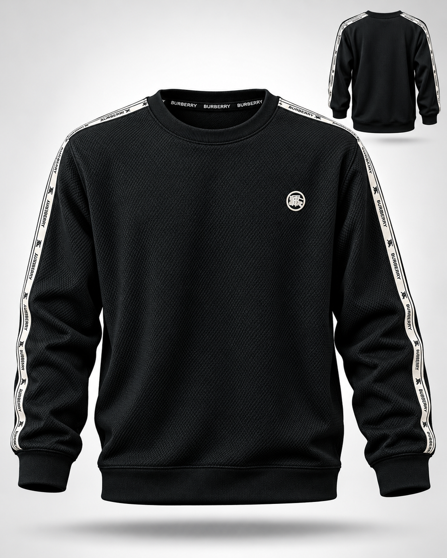 Burberry Logo Tape Black Crewneck Sweatshirt __ Black