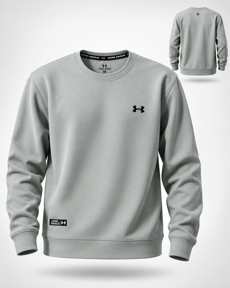 Under Armour Essential Logo Crewneck Sweatshirt __ Light Grey