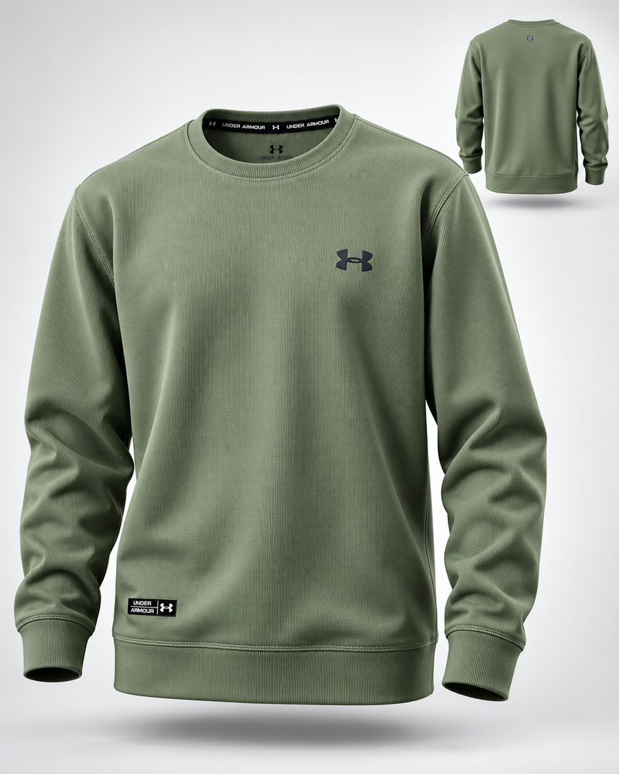 Under Armour Essential Logo Crewneck Sweatshirt __ Olive Green