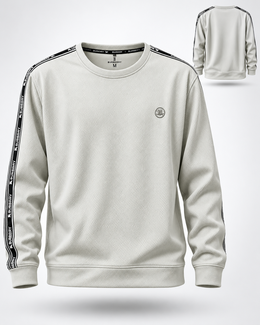 Burberry Logo Tape Ivory Crewneck Sweatshirt __ Pearl Ivory