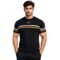 Black T shirt with White and Orange Strips