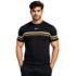 Black T shirt with White and Orange Strips